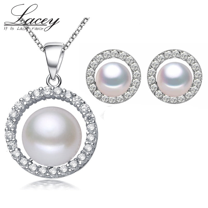 Natural real pearl jewelry sets 925 silver vintage jewelry sets wedding,fine bridal earrings jewelry sets for women girls gift