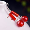 Natural red agate long coin retro Earrings classical accessories accessories earrings
