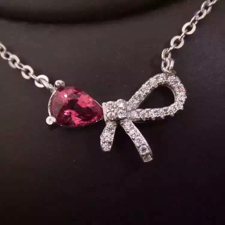Natural red garnet stone Necklace natural gemstone Pendant Necklace S925 silver Fashion Luxury Butterfly Fly Bow women Jewelry