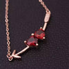 Natural red garnet stone Necklace natural gemstone Pendant Necklace S925 silver Fashion Romantic heart sword girlfriend Jewelry