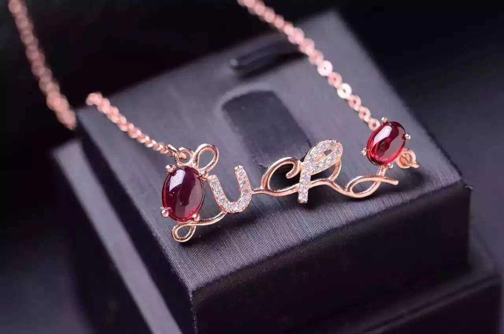 Natural red garnet stone Necklace natural gemstone Pendant Necklace S925 silver Fashion personality luck women party Jewelry