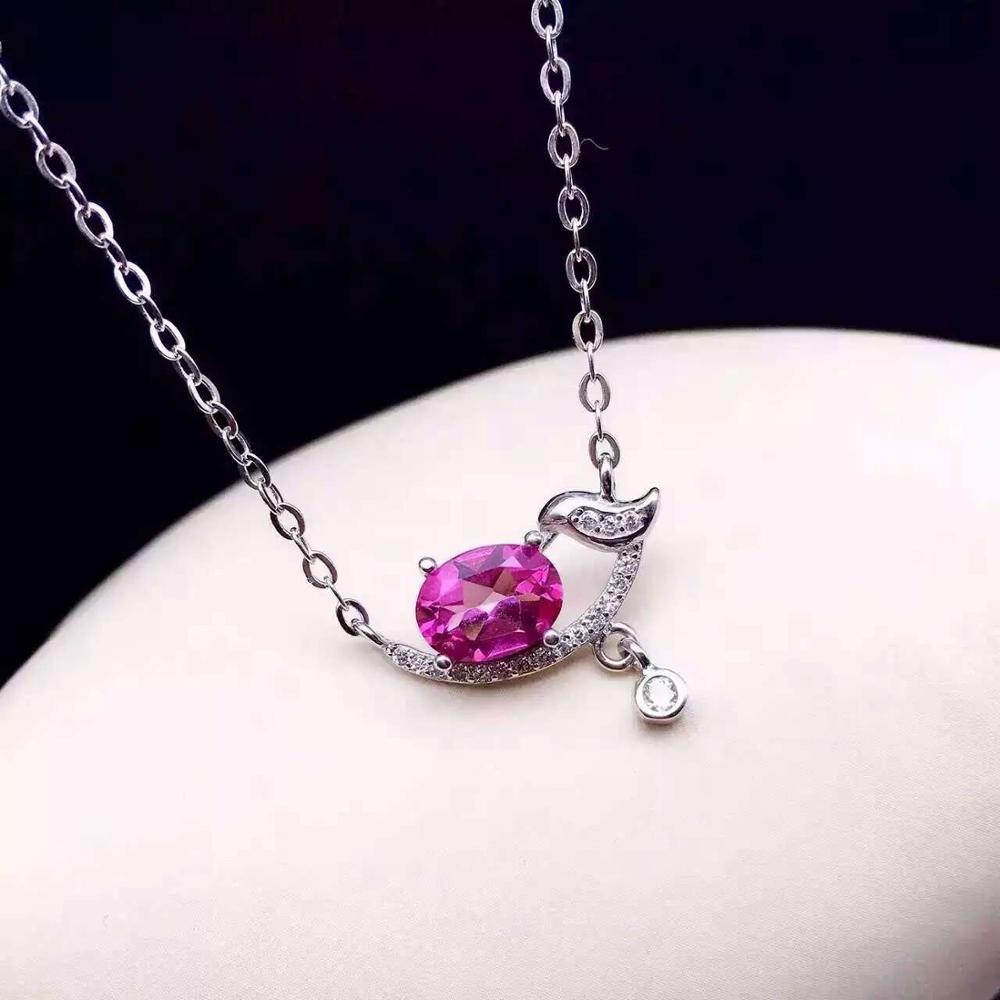 Natural red topaz stone Necklace natural gemstone Pendant Necklace S925 silver trendy Personality Birds flowers women Jewelry