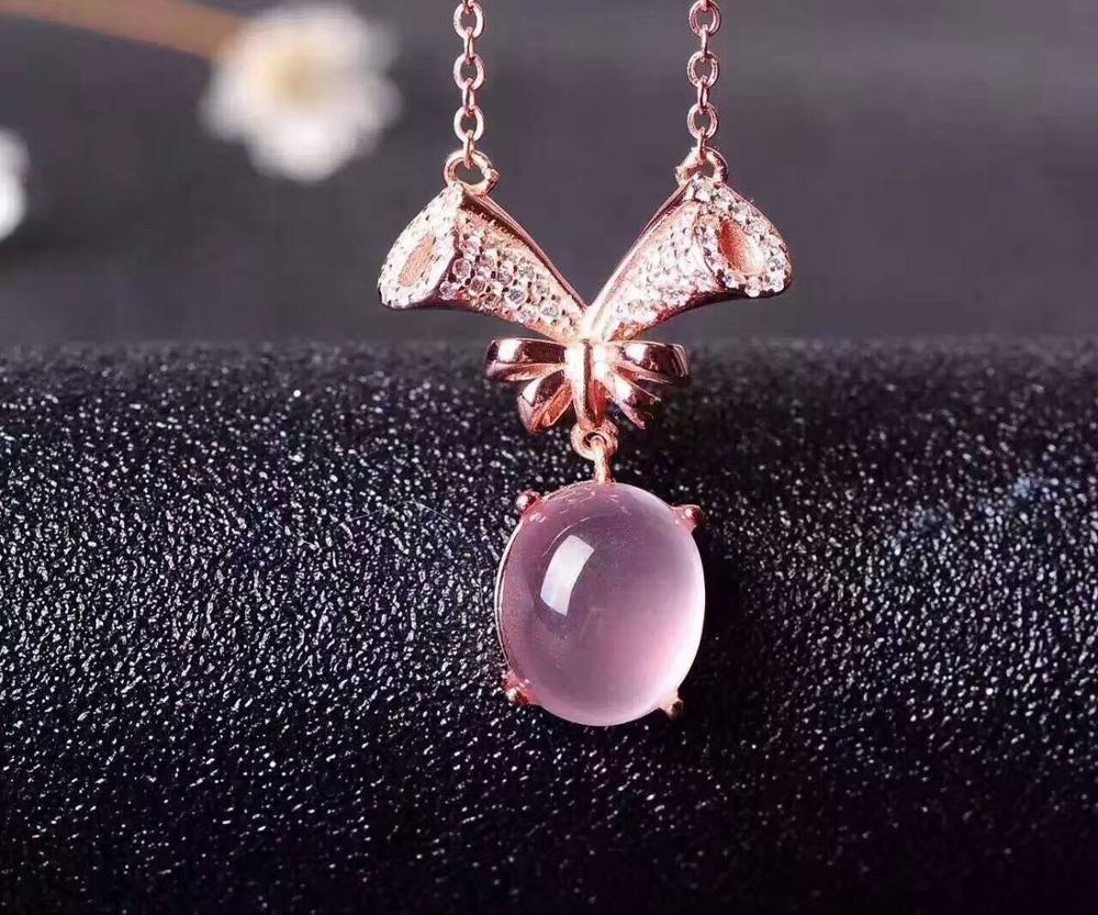 Natural rose quartz Necklace natural pink crystal Pendant Necklace S925 silver Fashion luxurious tree branches women Jewelry