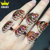 Natural tourmaline gems ring Genuine 925 sterling silver women stone rings ZHHIRY