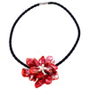 Natural white freshwater pearl and red baroque shell flower necklace