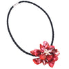 Natural white freshwater pearl and red baroque shell flower necklace