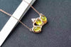 Natural yellow prehnite stone Necklace natural gemstone Pendant Necklace S925 silver Fashion Personality Crown girls Jewelry