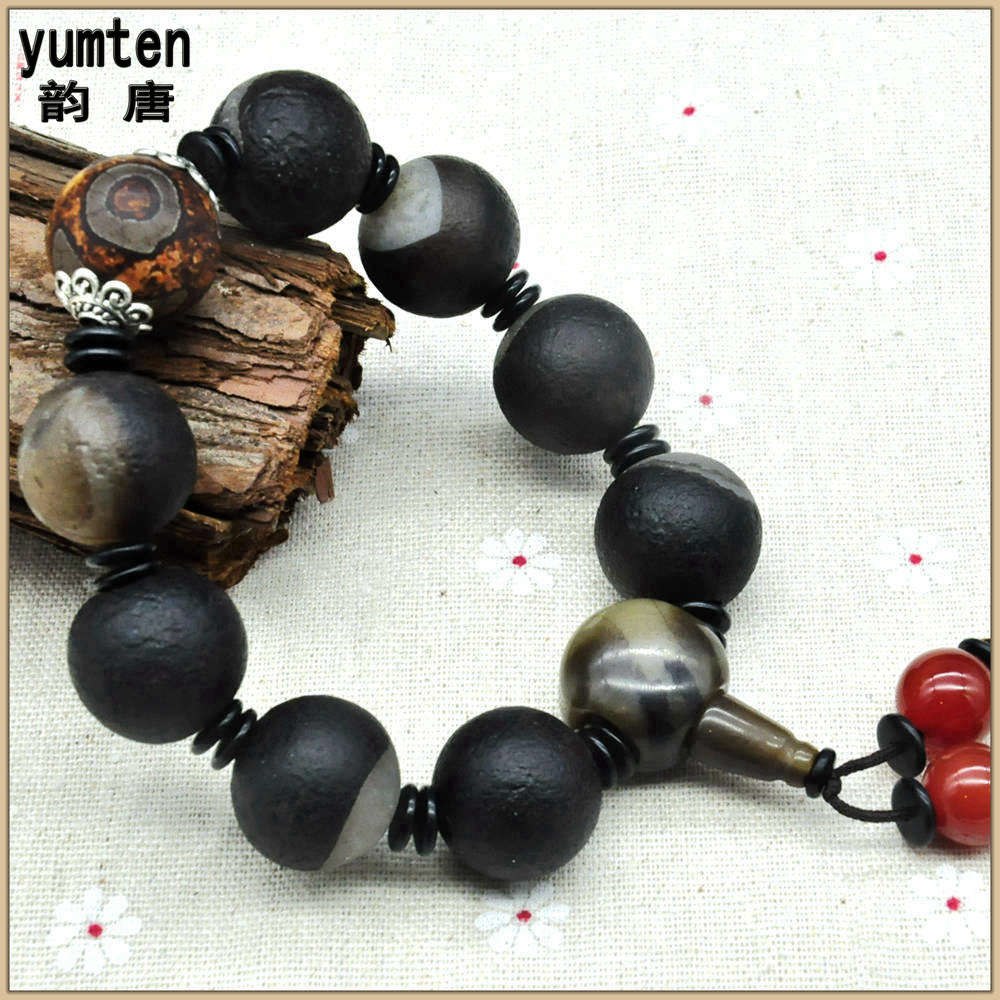 Nature Black Agate Stone Men Love Fine Jewelry Bangle Charm Bracelet Pulseira Masculina Garnet Fine Jewelry Fashion Jewelry New