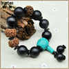 Nature Black Round Gemstone Charm Bangles Natural Sapphire Stone Aquamarine Bracelet Woman Happiness Perlas Agate Garnet Bangle
