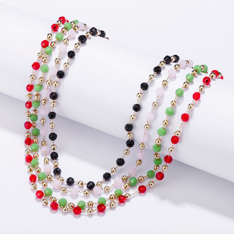 Neck Chain Necklace For Woman 2022 Gift Black Pink Red Crystal Beads Choker Necklace Jewelry Accessories  Items