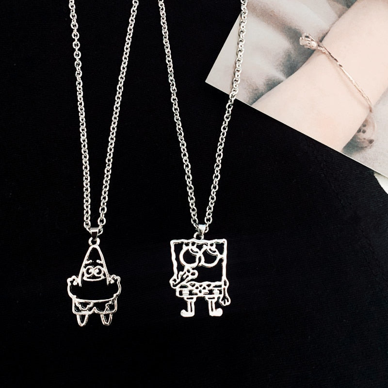 Neck chain ladies stainless steel necklace hip hop punk cartoon sponge baby pendant necklace male aesthetics jewelry accessories