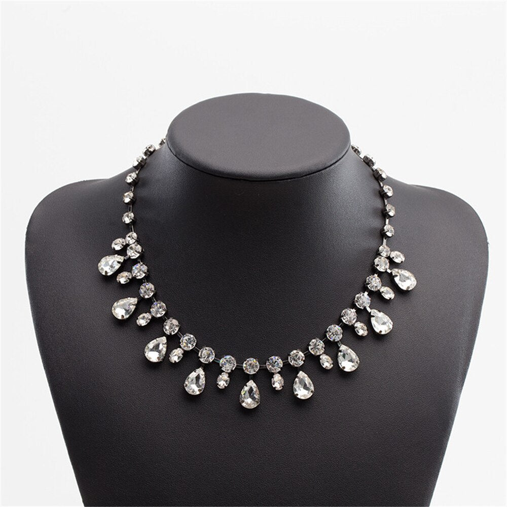 Necklace Clavicle Chain Women's Multicolor Rhinestone  Jewelry Wedding Party Accessories All-Match Color Simple CORUIXI H092320