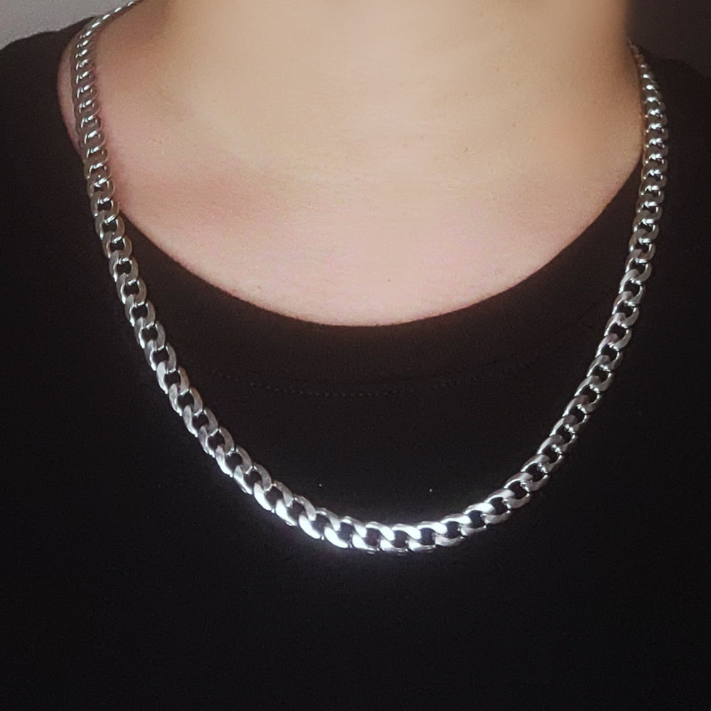 Necklace Cuban Link Chain Trendy Gold Silver Color Jewelry Titanium Metal Stainless Steel  Cn(Origin) for Men and Women
