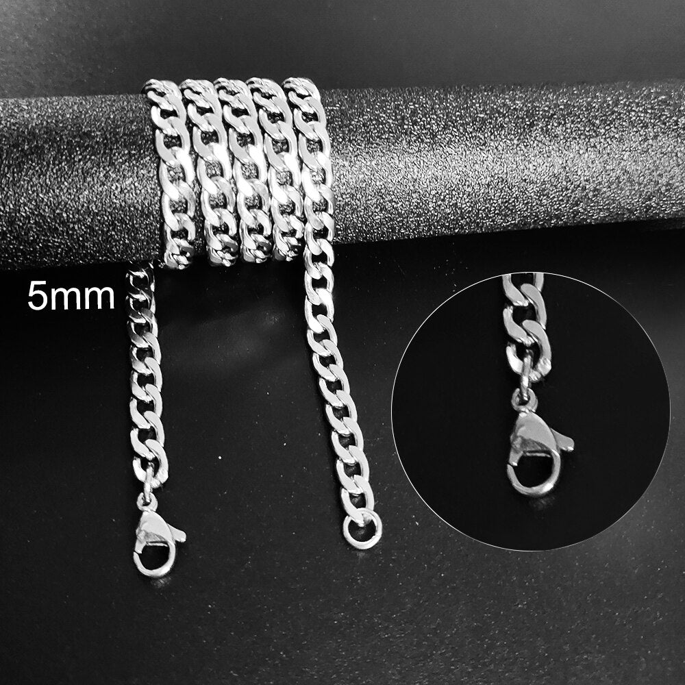 Necklace Cuban Link Chain Trendy Gold Silver Color Jewelry Titanium Metal Stainless Steel  Cn(Origin) for Men and Women