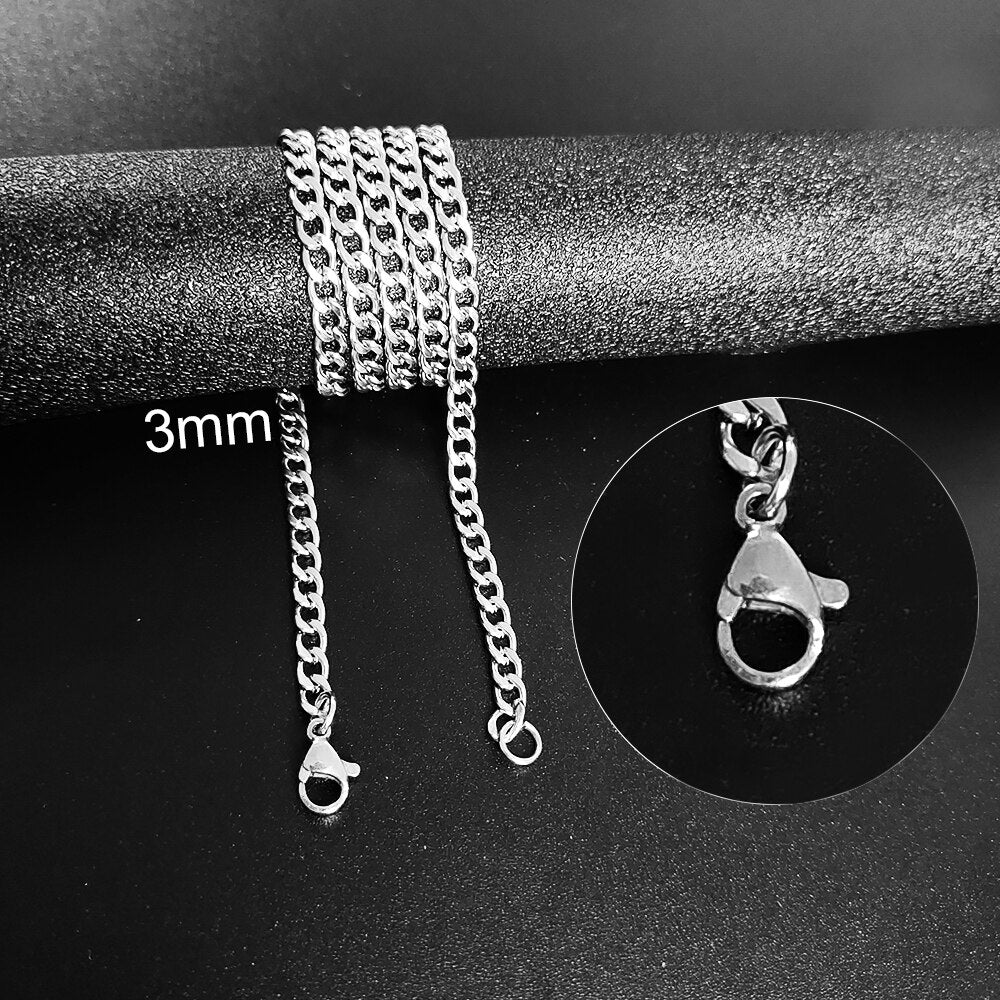 Necklace Cuban Link Chain Trendy Gold Silver Color Jewelry Titanium Metal Stainless Steel  Cn(Origin) for Men and Women