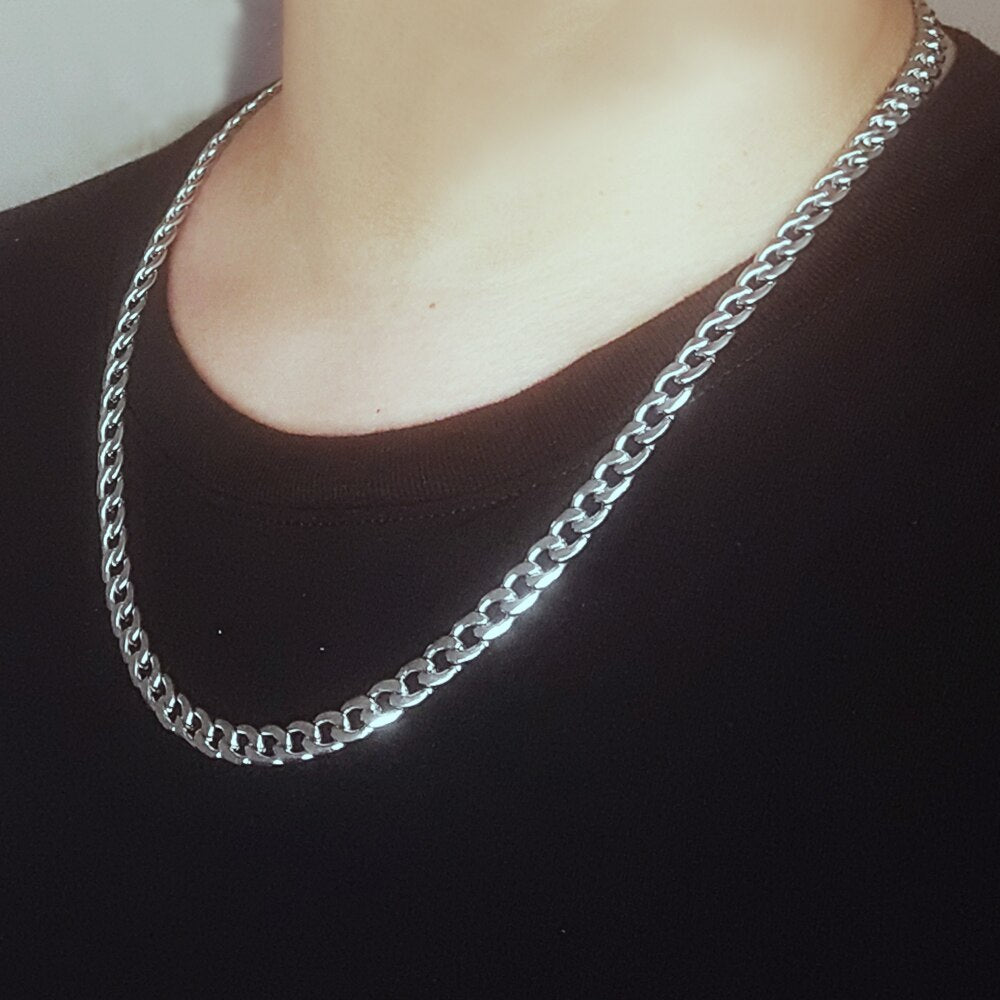 Necklace Cuban Link Chain Trendy Gold Silver Color Jewelry Titanium Metal Stainless Steel  Cn(Origin) for Men and Women