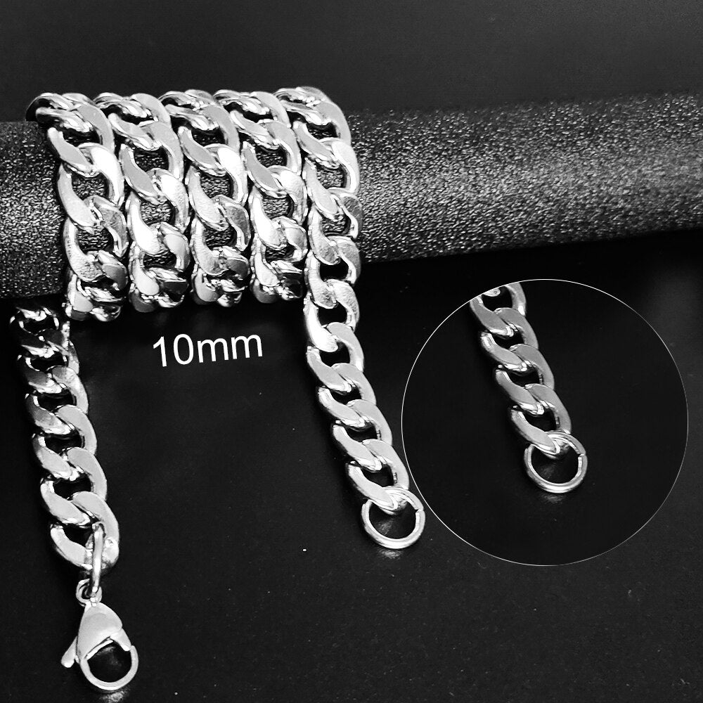 Necklace Cuban Link Chain Trendy Gold Silver Color Jewelry Titanium Metal Stainless Steel  Cn(Origin) for Men and Women
