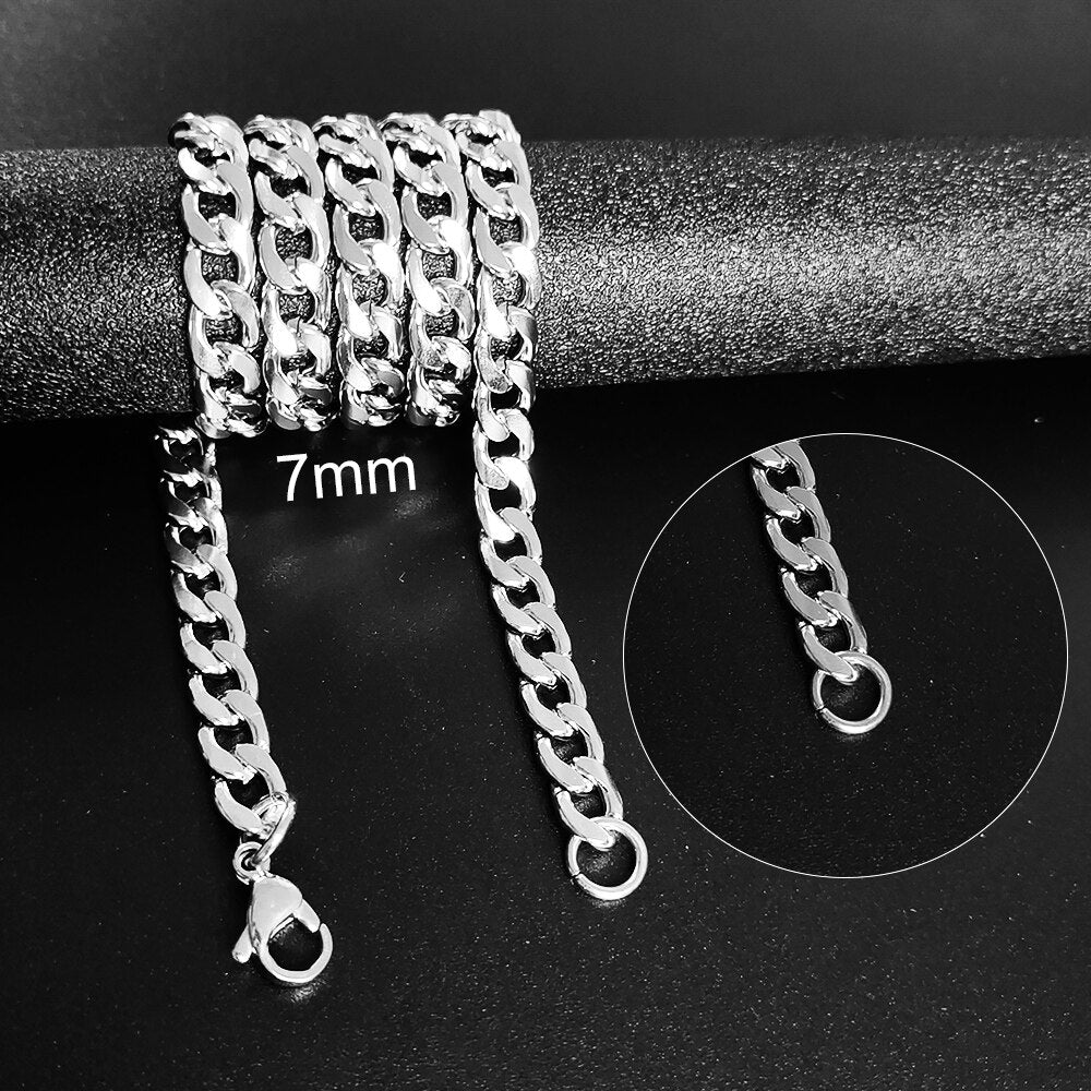 Necklace Cuban Link Chain Trendy Gold Silver Color Jewelry Titanium Metal Stainless Steel  Cn(Origin) for Men and Women