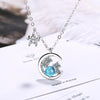 Necklace For Women Blue Crystal Moon Pendant 925 Stamp Korean Chain Vintage  Quality Fine Jewelry  GaaBou