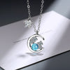 Necklace For Women Blue Crystal Moon Pendant 925 Stamp Korean Chain Vintage  Quality Fine Jewelry  GaaBou