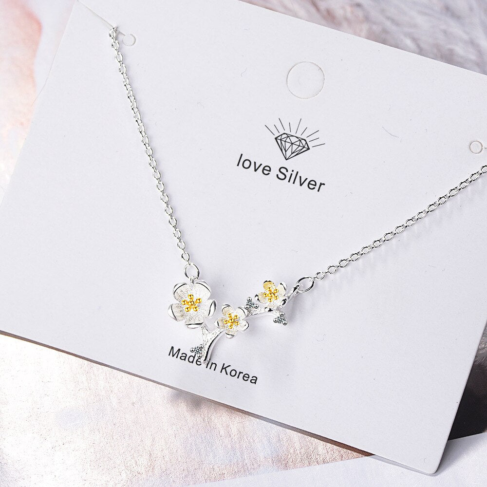 Necklace For Women Flower Pendant 925 Stamp Korean Chain Vintage Designer  Quality Fine Jewelry  GaaBou