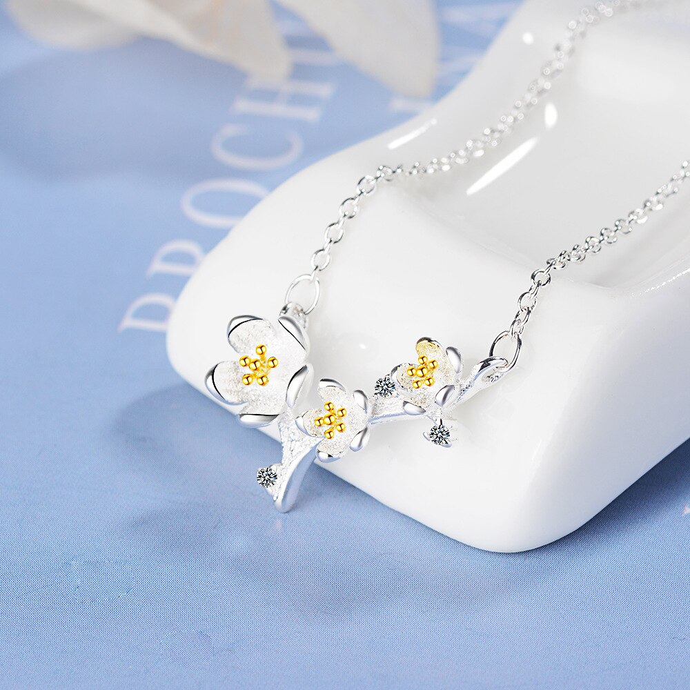 Necklace For Women Flower Pendant 925 Stamp Korean Chain Vintage Designer  Quality Fine Jewelry  GaaBou