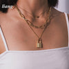 Necklace For Women Goth Jewelry чокер Hip-hop Exaggerated Thick Chain Women's Multilayer lock-shaped Love Necklace Sweater Chain