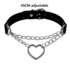 Necklace For Women Jewelry Choker Chain On The Neck Metal Heart Pendants PU Leather Black Gothic Punk Hip Hop Cosplay Sexy Gift