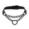 Necklace For Women Jewelry Choker Chain On The Neck Metal Heart Pendants PU Leather Black Gothic Punk Hip Hop Cosplay Sexy Gift