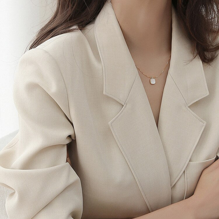 Necklace For Women Korean  French High-end Niche Mother-of-pearl Necklace Simple Temperament Clavicle Chain Frendship