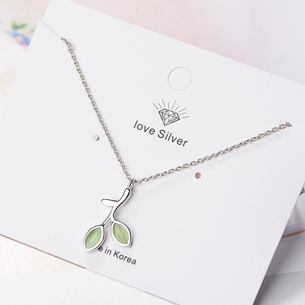 Necklace For Women Leaf Pendant 925 Stamp Silver Color Korean Chain Vintage Designer  Quality Fine Jewelry GaaBou