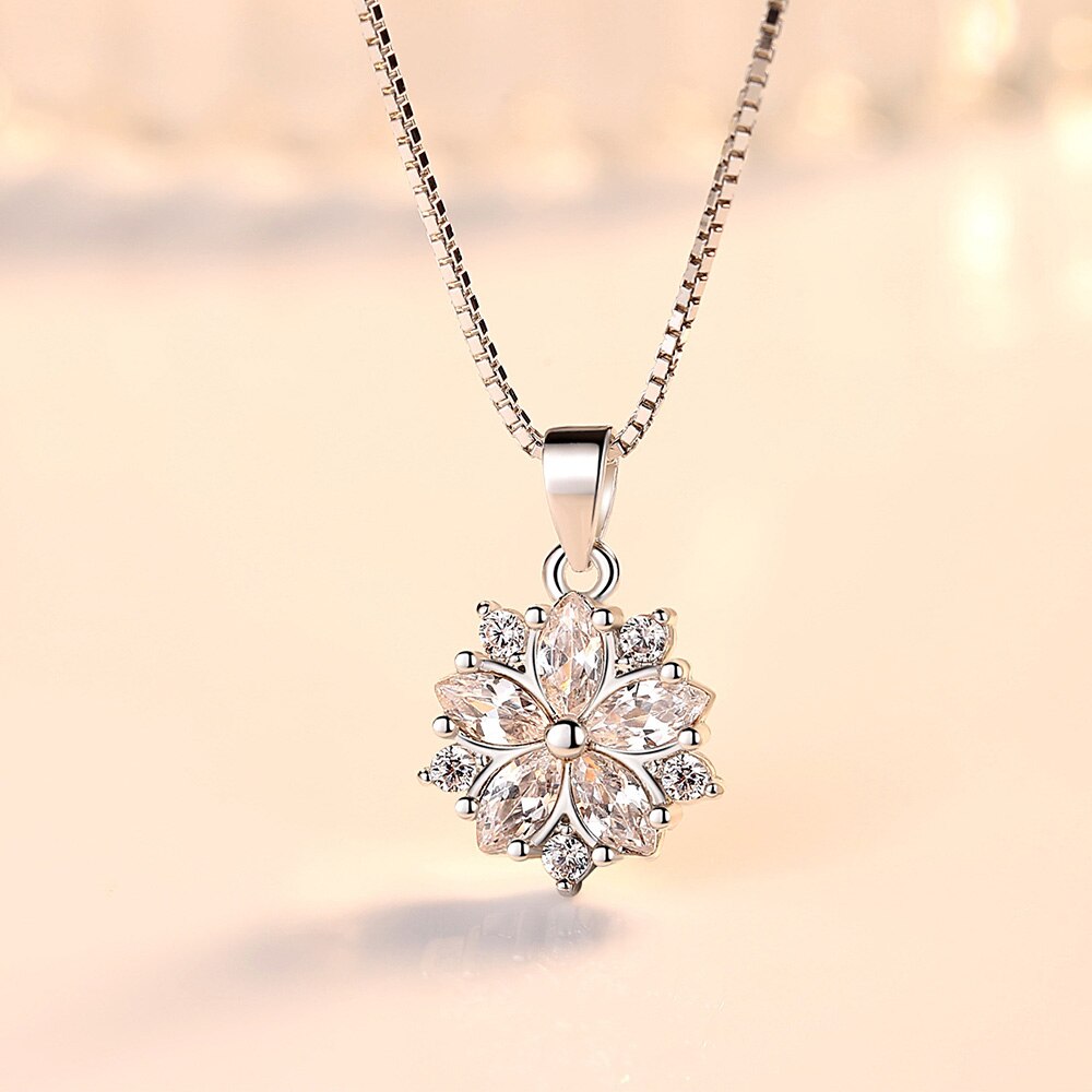 Necklace For Women Pink Crystal Flower Pendant Korean Chain Vintage Designer  Quality Jewelry  GaaBou