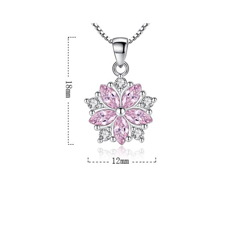 Necklace For Women Pink Crystal Flower Pendant Korean Chain Vintage Designer  Quality Jewelry  GaaBou