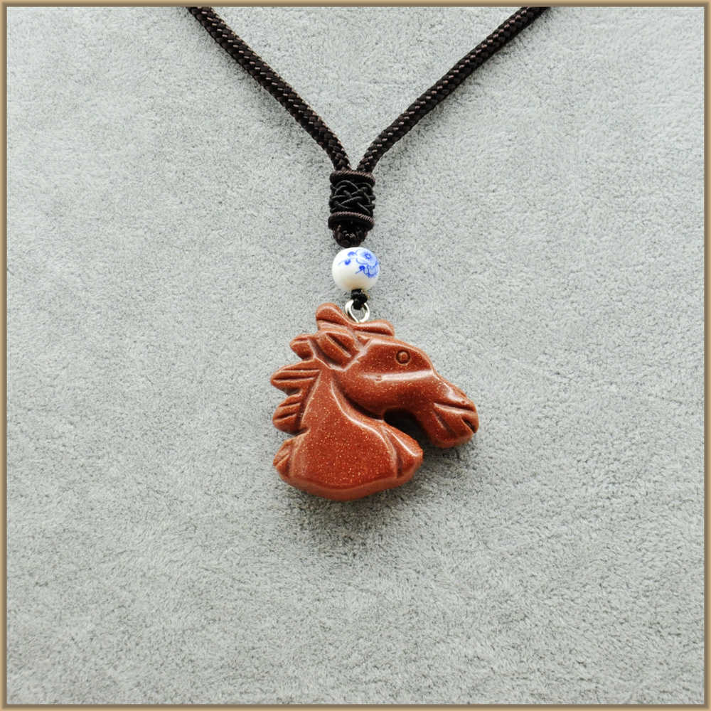 Necklace Horse Head Pendant Natural Crystal Fine Popular Jewelry Popular Onyx Red Crystal With Colorful Horse Necklace Women DK