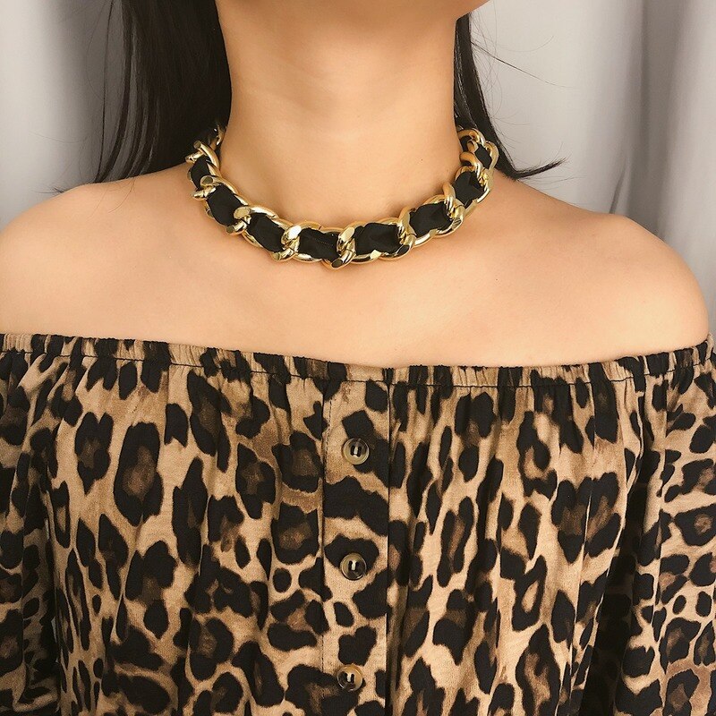 Necklace Ladies Collar Retro Black Flannel Chain Aesthetic Simple Necklace Exaggerated Multi-layer Tassel Waist Decoration