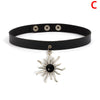 Necklace Rock Punk  Jewelry Spike Choker Gothic PU Leather Cross Sun Key Heart Necklace Women Collar