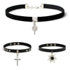 Necklace Rock Punk  Jewelry Spike Choker Gothic PU Leather Cross Sun Key Heart Necklace Women Collar