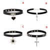 Necklace Rock Punk  Jewelry Spike Choker Gothic PU Leather Cross Sun Key Heart Necklace Women Collar