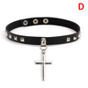 Necklace Rock Punk  Jewelry Spike Choker Gothic PU Leather Cross Sun Key Heart Necklace Women Collar
