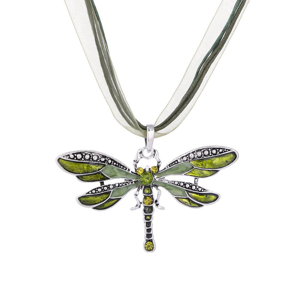 Necklace Silver Dragonfly Statement Necklaces Pendants Vintage Rope Chain Necklace Women Accessories   Jewelry