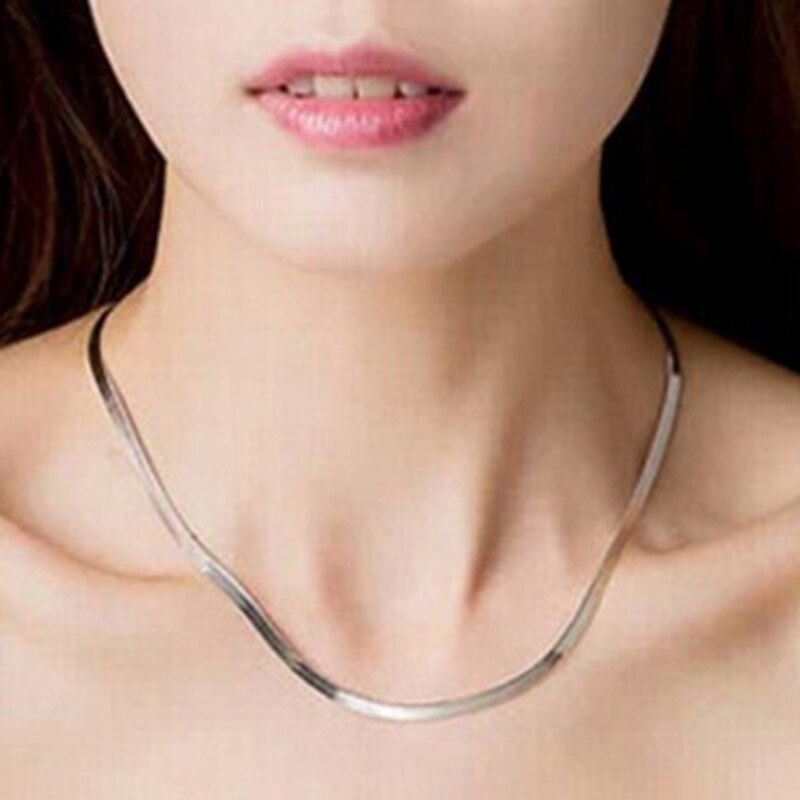 Necklace Unisex Flat Snake Link Chain Lobster Clasp Collares Necklaces Gold Silver Color For Women Men Jewelry