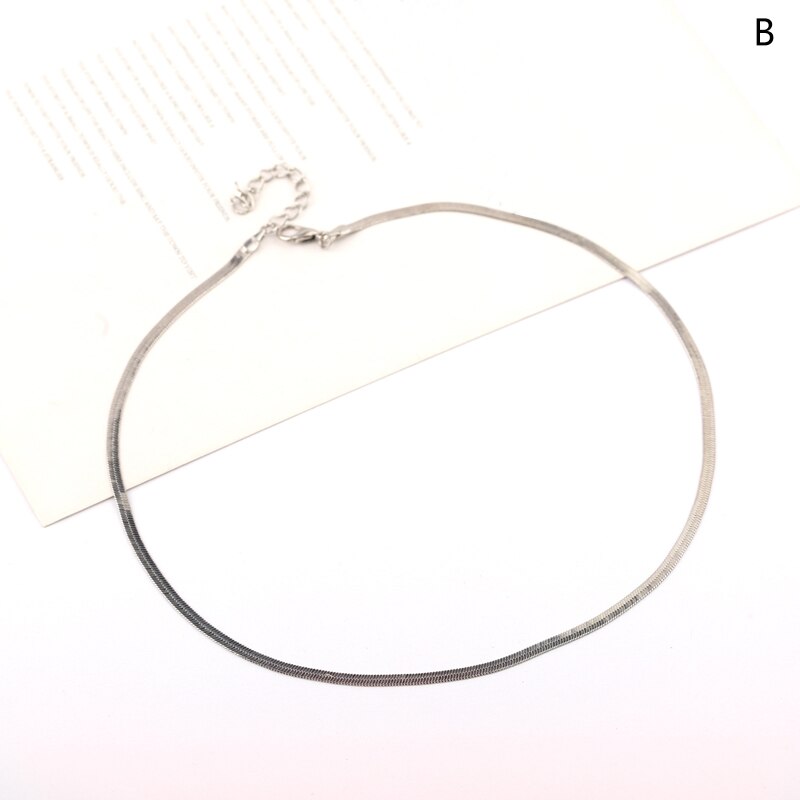 Necklace Unisex Flat Snake Link Chain Lobster Clasp Collares Necklaces Gold Silver Color For Women Men Jewelry