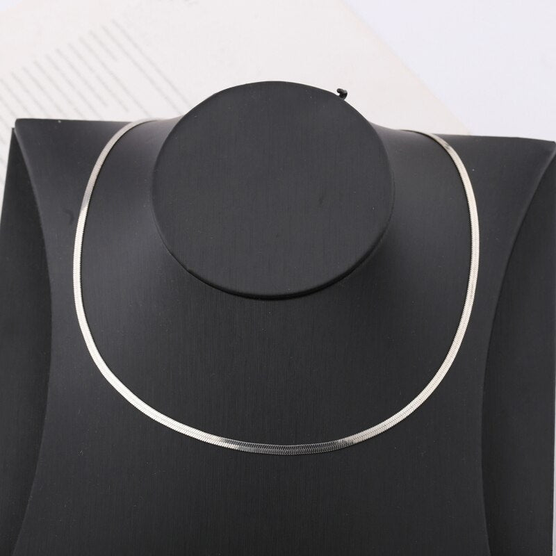 Necklace Unisex Flat Snake Link Chain Lobster Clasp Collares Necklaces Gold Silver Color For Women Men Jewelry