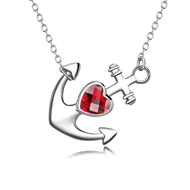 Necklace Women 925 Sterling Silver AAA Cubic Zircon 3 Color Anchor Crystal Stone Pendant Necklace Fine 925 Jewelry Collares Gift
