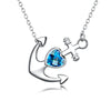 Necklace Women 925 Sterling Silver AAA Cubic Zircon 3 Color Anchor Crystal Stone Pendant Necklace Fine 925 Jewelry Collares Gift