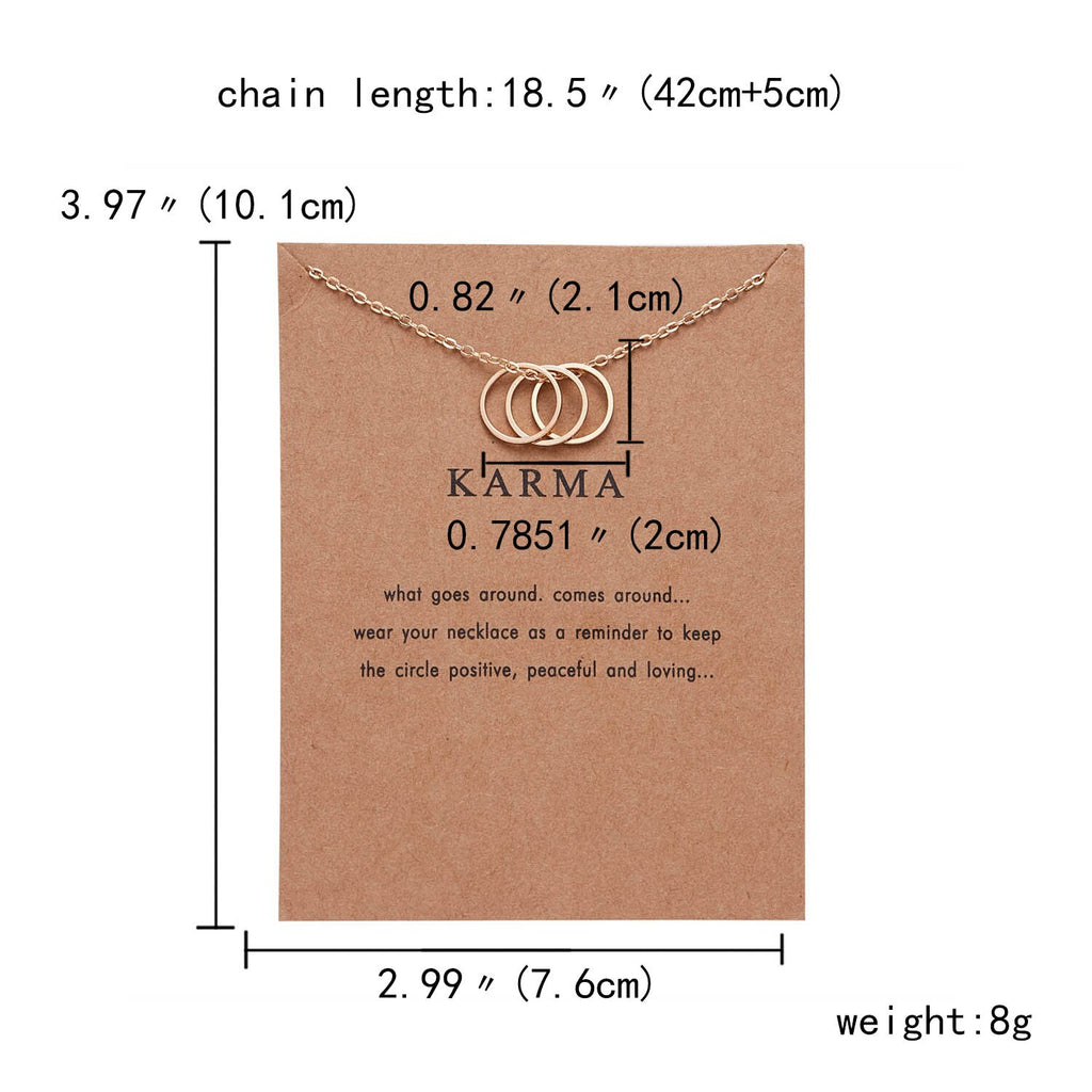 Necklace Women Karma Gold Color Three Circle Pearls of LOVE Good Luck Elephant Dragonfly Butterfly Sun Wings Chain Choker Gifts