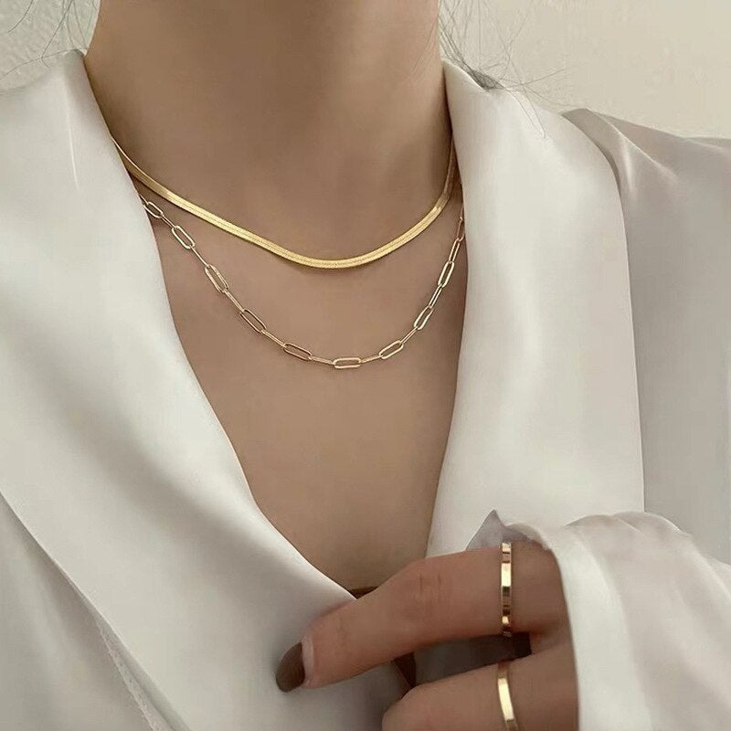 Necklace for Women 2021 Ins Cold Wind Double Necklace Design Simple and Stainless Steel Necklace Versatile Necklace