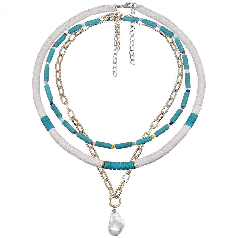 Necklace for Women Bead Pearl Bohemia Multilayer Necklace Jewelry Accessories Women Pendant Necklace