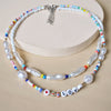 Necklace for Women Letter Pearl Bead Choker Bohemia Multilayer Women Necklace Jewelry Accessories