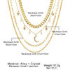 Necklace for Women Retro Moon Star Crystal Multi-layer Pendant Chain Necklace Jewelry Accessories